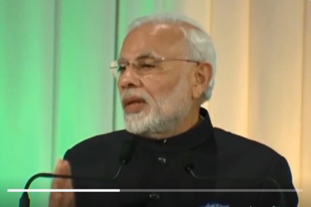 PM Narendra Modi addresses 'Make in India: India-Japan Partnership in Africa and Digital Partnership' seminar in Japan's Tokyo (Image: Narendra Modi/Twitter)