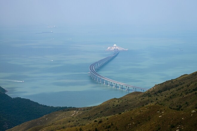 The 55 km bridge was originally due to open in 2016, but repeated delays pushed that to this year. (Photo courtesy: AFP)
