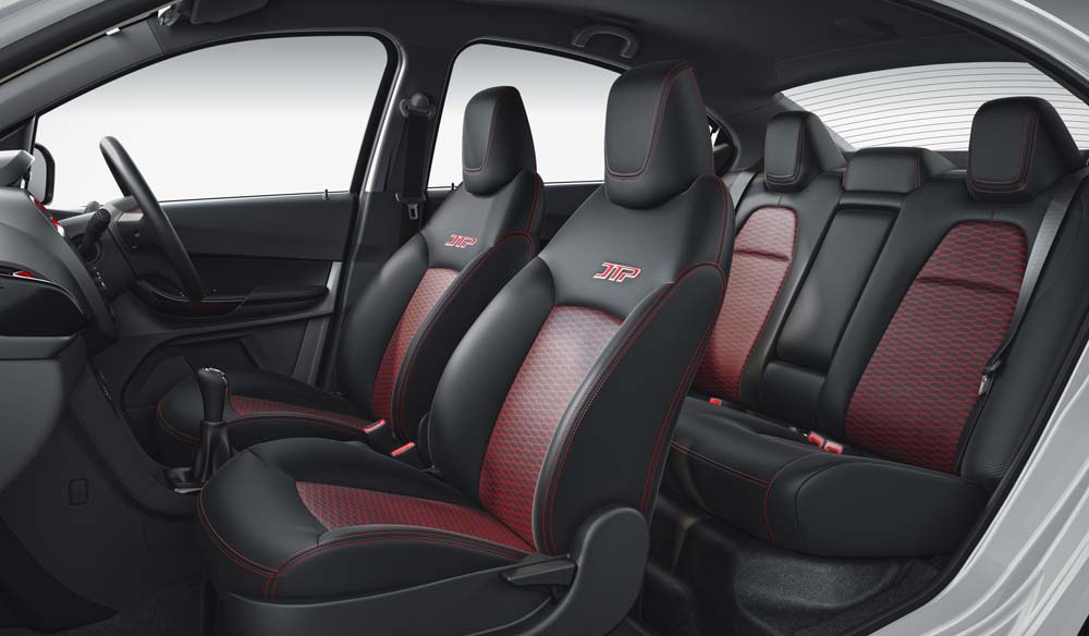 Both Tata Tiago and Tata Tigor JTP gets new leather seats with more lumbar support for enhanced sporty appeal. It gets JTP branding on the seats and all-black interiors. The rear seat also gets arm rest holders.
