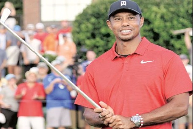 Tiger Woods after winning the Tour Championship golf tournament last month in Atlanta (AP)