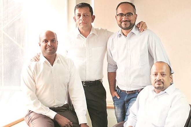 (L-R) MyGate founders Vijay Arisetty, Abhishek Kumar, Shreyans Daga and Vivaik Bhardwaj