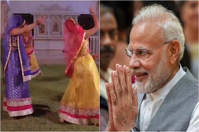 A group of visually challenged girls performs on the song written by the Prime Minister. (IE) A group of visually challenged girls performs on the song written by the Prime Minister. (IE)