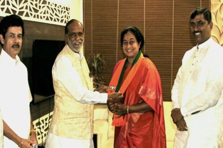 Welcoming her into the BJP fold, state BJP president K Laxman said Padmini Reddy had made a name for herself with her social work in Medak region and also among women. (IE)