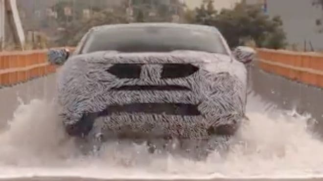 Tata Harrier undergoing water wading test