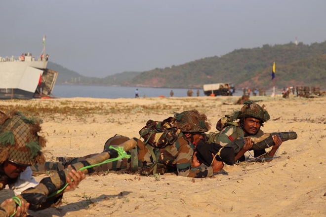 This exercise was conducted as part of the biennial calendar of tri-Service exercises steered by HQ IDS, which aims to fine tune joint war fighting capabilities and standard operational procedures (SOPs) towards enhancing operational synergy.