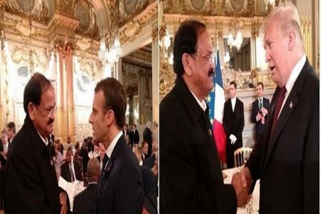 Vice President Venkaiah Naidu meets Donald Trump, Emmanuel Macron