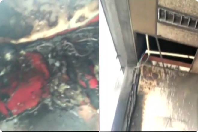 Fire tenders were rushed to the spot, an official said, adding that no officer or staff was present at the counter at the time of the incident as the first flight of Air India comes from New Delhi at 11.35 a.m