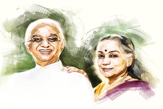 Padma Bhushan awardees Vannadil Pudiyaveettil Dhananjayan and his wife Shanta (portrait: shyam kumar prasad)