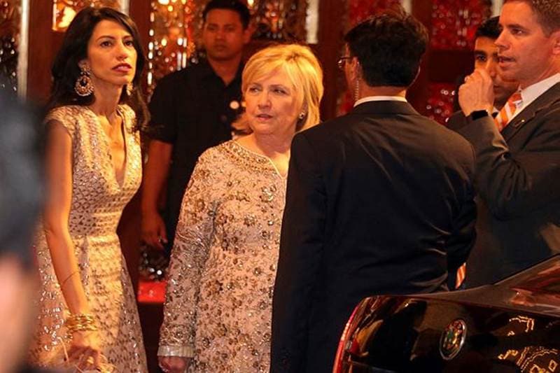 Former US First Lady and Secretary of State Hillary Clinton also attended the wedding ceremony of Isha Ambani and Anand Piramal. (Image: AP)