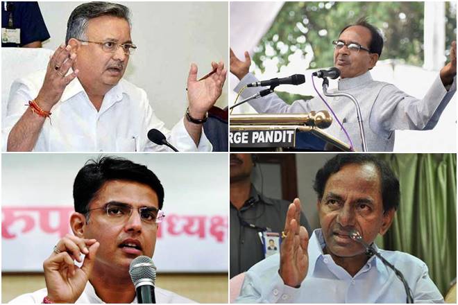 Chhattisgarh Chief Minister Raman Singh, Madhya Pradesh Chief Minister Shivraj Singh Chouhan, Congress state chief Rajesh Pilot and Telangana CM K Chandrashekhar Rao. Chhattisgarh Chief Minister Raman Singh, Madhya Pradesh Chief Minister Shivraj Singh Chouhan, Congress state chief Rajesh Pilot and Telangana CM K Chandrashekhar Rao.