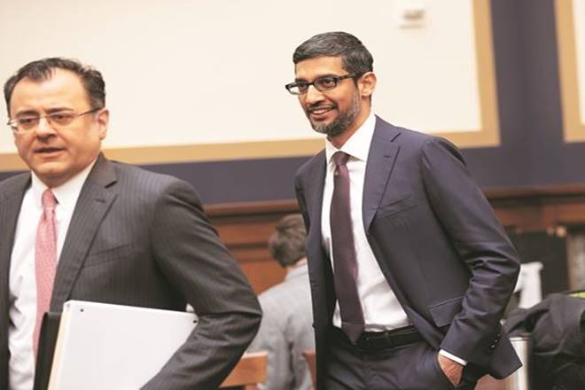 Google CEO Sundar Pichai arrives to testify before the House Judiciary Committee in Washington on Tuesday (AP)