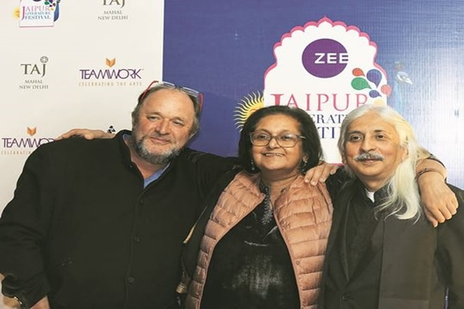 Jaipur Literature Festival co-founders (from left) William Dalrymple, 
Namita Gokhale and Sanjoy Roy 