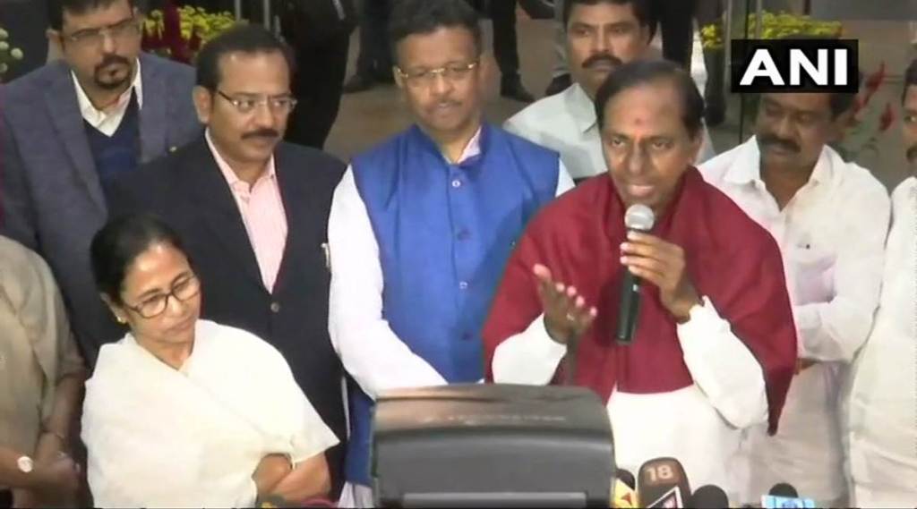  Reddy was flanked by leaders of Congress allies -- TDP, CPI and Telangana Jana Samiti (TJS).