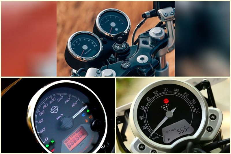Now that we have explained that this one is not an outright head to head comparo due to the difference in pricing, now we explain the differences in the three. Speaking of instrumentation, all three motorcycles get digital analog units but it is only the Interceptor that offers a dual dial set up.