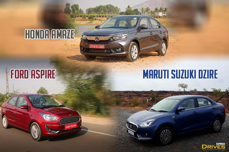 The compact sedan space is growin at an exponential rate, it is without a doubt the largest segment in India. Case in point is made even more apparent when you realize that the Maruti Dzire was Maruti Suzuki's best selling car in 2018, taking the top spot from the Alto. Similarly the new Amaze set new sales records for Honda Cars India with the all-new Amaze bringing back their compact sedan contender into the limelight. The third contender on this list is the Ford Aspire which in our books is the most under-rated in the compact sedan space. In this comparison lets look at how their cabins compare in terms of features.