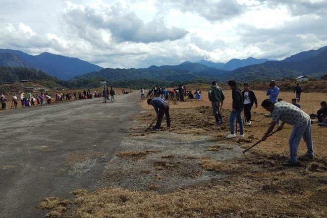 Arunachal villagers volunteer to repair aircraft landing strip for the Indian Air Force