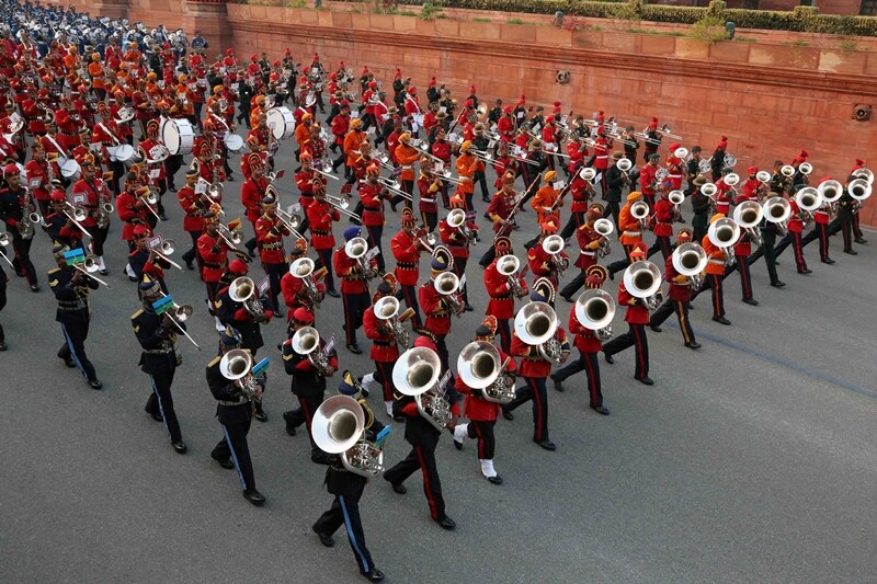 Furthermore, besides the western band instruments, India has also introduced traditional Indian instruments such as shehnai for the ceremony.