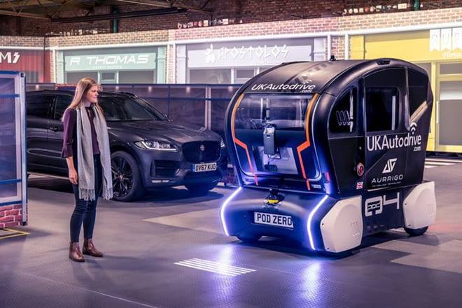 Jaguar Land Rover projection pod autonomous language