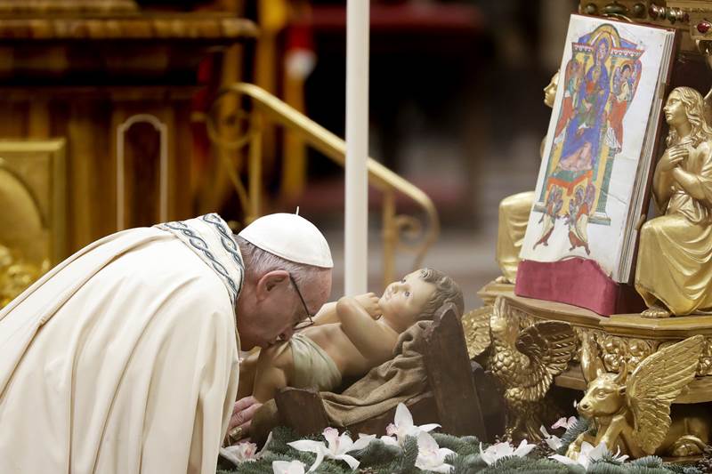 Pope Francis during a new year's eve vespers Mass in St. Peter's Basilica at the Vatican. (AP Photo)