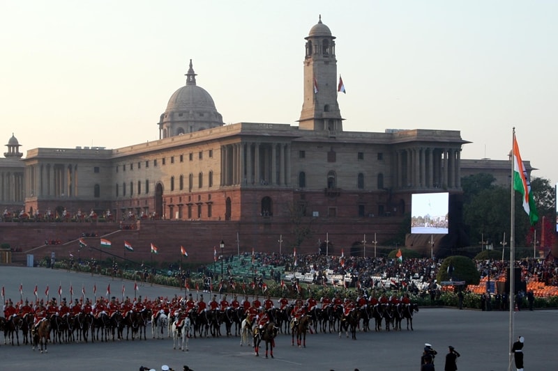 The national flag was unfurled at the venue with the national anthem by the bands reverberating throughout.