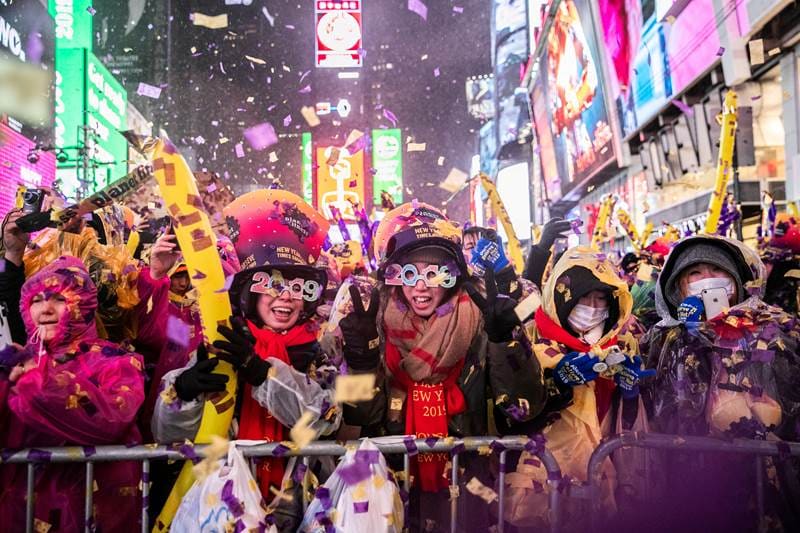 People celebrating New Year's Eve in Times Square in New York. (Reuters)