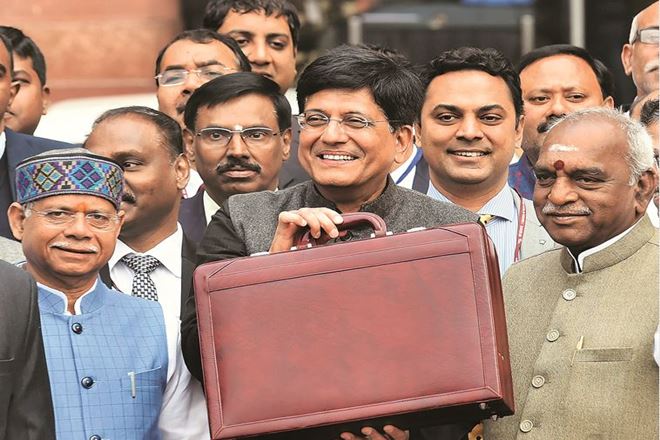 Finance minister Piyush Goyal arrives in Parliament to present the Interim Budget 2019-20.