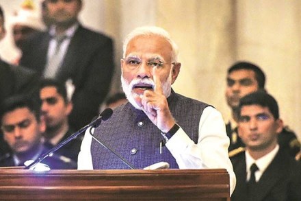 Prime Minister Narendra Modi at the Rashtrapati Bhavan in New Delhi on Tuesday
