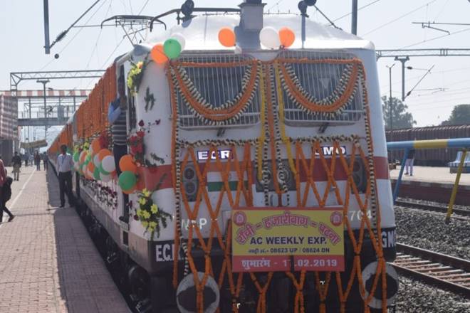 PM Modi flagged off a new train service from Begusarai railway station through a video link. (image: DRM Dhanbad, Twitter)