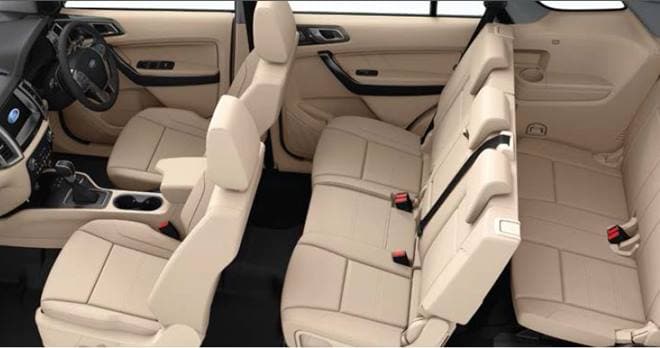 On the inside, the new Ford Endeavour dual-tone black and beige theme instead of the tri-colour theme in the outgoing model. The gearshift lever has also been redesigned. Like the current model, the Endeavour facelift has a feature-rich cabin with active noise cancellation, a 10-speaker sound system, an 8-inch infotainment system with Ford’s proprietary SYNC 3 operating system with Android Auto and Apple CarPlay.