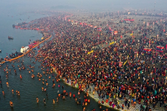 Sadhus, Sangam, Makar Sankranti, Kumbh Mela, Prayagraj. financial express, editorial