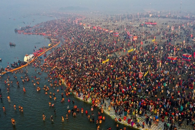 Sadhus, Sangam, Makar Sankranti, Kumbh Mela, Prayagraj. financial express, editorial