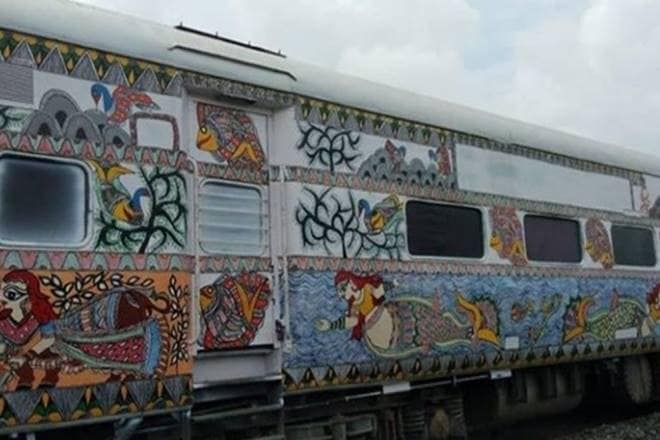 Last year, Indian Railways painted the coaches of Bihar Sampark Kranti Express with traditional Mithila art work.
Last year, Indian Railways painted the coaches of Bihar Sampark Kranti Express with traditional Mithila art work.