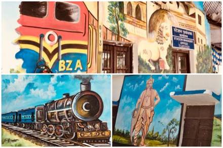 The work on wall paintings for the beautification of Sehore railway station is still in progress.