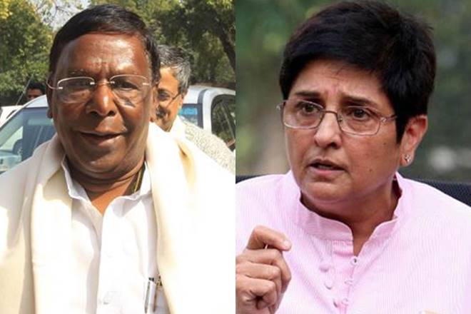puducherry, puducherry cm, puducherry cm dharna, puducherry cm protest, puducherry cm name, puducherry cm party, puducherry cm narayanasamy, kiran bedi
