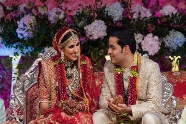 Akash Ambani with Shloka Mehta. (ANI)
