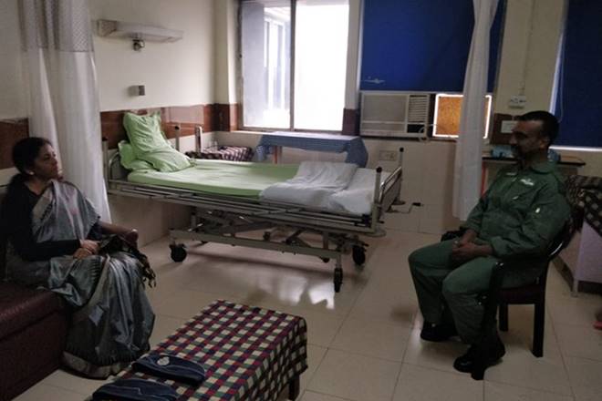 Nirmala Sitharaman met Wing Commander Abhinandan at military hospital in Delhi. (Image: Ministry of Defence)
Nirmala Sitharaman met Wing Commander Abhinandan at military hospital in Delhi. (Image: Ministry of Defence)