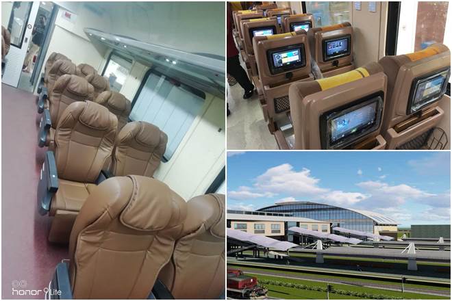 Aircraft, airport-like experience on trains