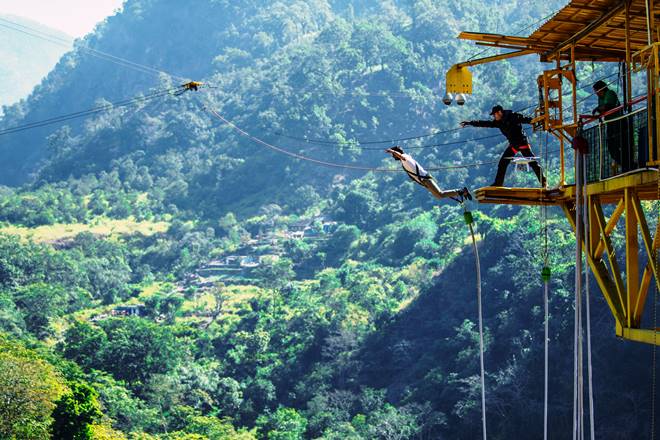 Bungee jumping, Bungy jumping, Bungee jumping rishikesh, Bungy jumping rishikesh, Bungee jumping goa, Bungy jumping goa, Bungee jumping in India, Adventure sports in India, Jumpin Heights, Captain Rahul Nigam, Niharika Nigam