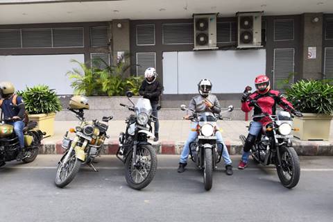 Riders posing during 2019 Royal Enfield One Ride