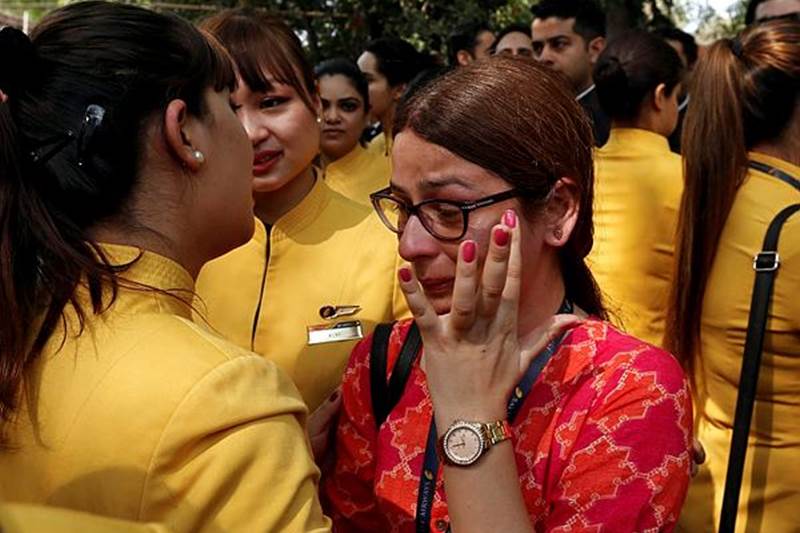 jet airways, jet airways grounded, jet airways employees, jet airways grounding, jet airways employee protest, jet airways employee protest at jantar mantar, jet airways flights