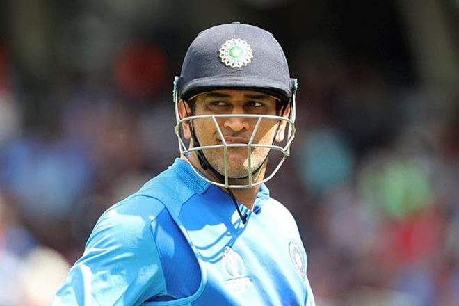 Mahendra Singh Dhoni reacts as he leaves the field after losing his wicket during the Cricket World Cup warm up match between India and New Zealand at The Oval in London, (AP/PTI)