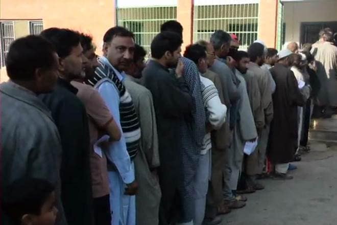Polling is being held in Pulwama and Shopian districts of Anantnag Lok Sabha constituency (ANI Photo)