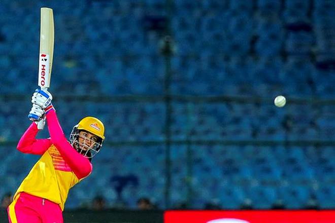 Trailblazers captain Smriti Mandhana bats during the VIVO Women T20 Challenge match against Supernovas, at SMS Stadium, in Jaipur. (PTI Photo)