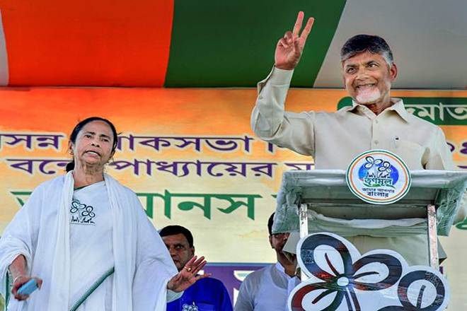 Andhra Pradesh Chief Minister N Chandrababu Naidu and West Bengal Chief Minister Mamata Banerjee (PTI Photo)
