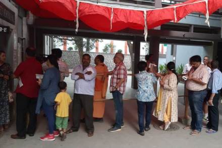Visuals from a polling booth in Delhi (ANI Photo)