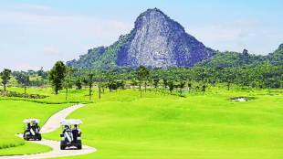 The Buddha’s image casts a benevolent eye on golfers at the Chee Chan GC in Pattaya