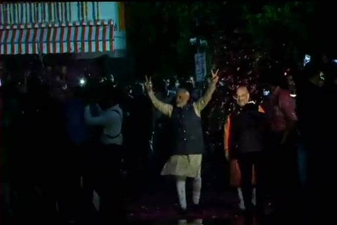 Prime Minister Narendra Modi arrives at BJP Headquarters (ANI Photo)