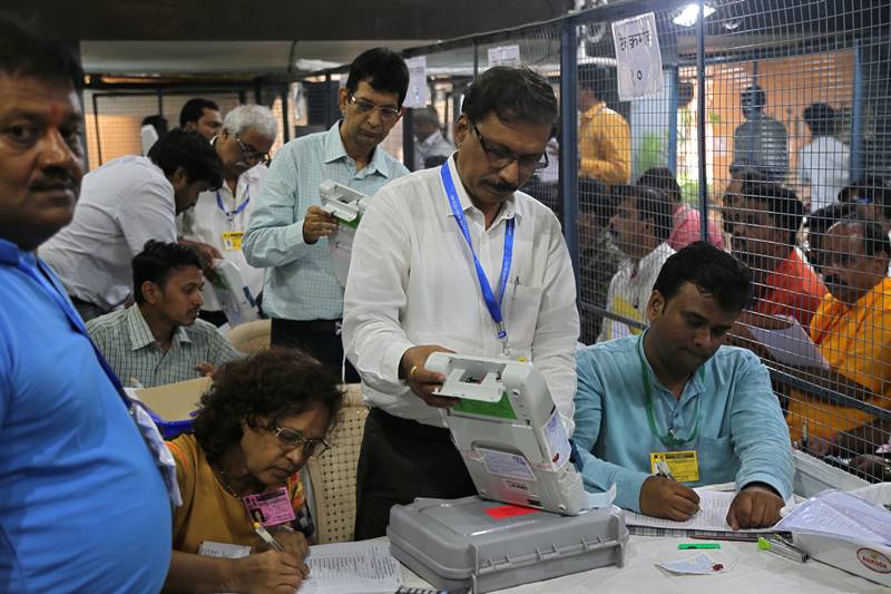 Counting of votes being held at a vote centre in Mumbai. (Reuters)