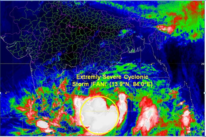 Cyclone Fani is expected to hit Odisha on Friday. (Photo/@Indiametdept) Cyclone Fani is expected to hit Odisha on Friday. (Photo/@Indiametdept)