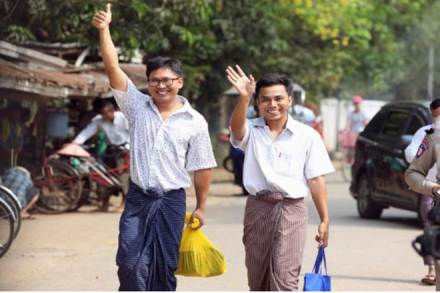 Reuters reporters freed, Myanmar, Yangon, Wa Lone, Kyaw Soe Oo, Official Secrets Act, latest updates on reuters reporters freed, world news Reuters reporters freed, Myanmar, Yangon, Wa Lone, Kyaw Soe Oo, Official Secrets Act, latest updates on reuters reporters freed, world news